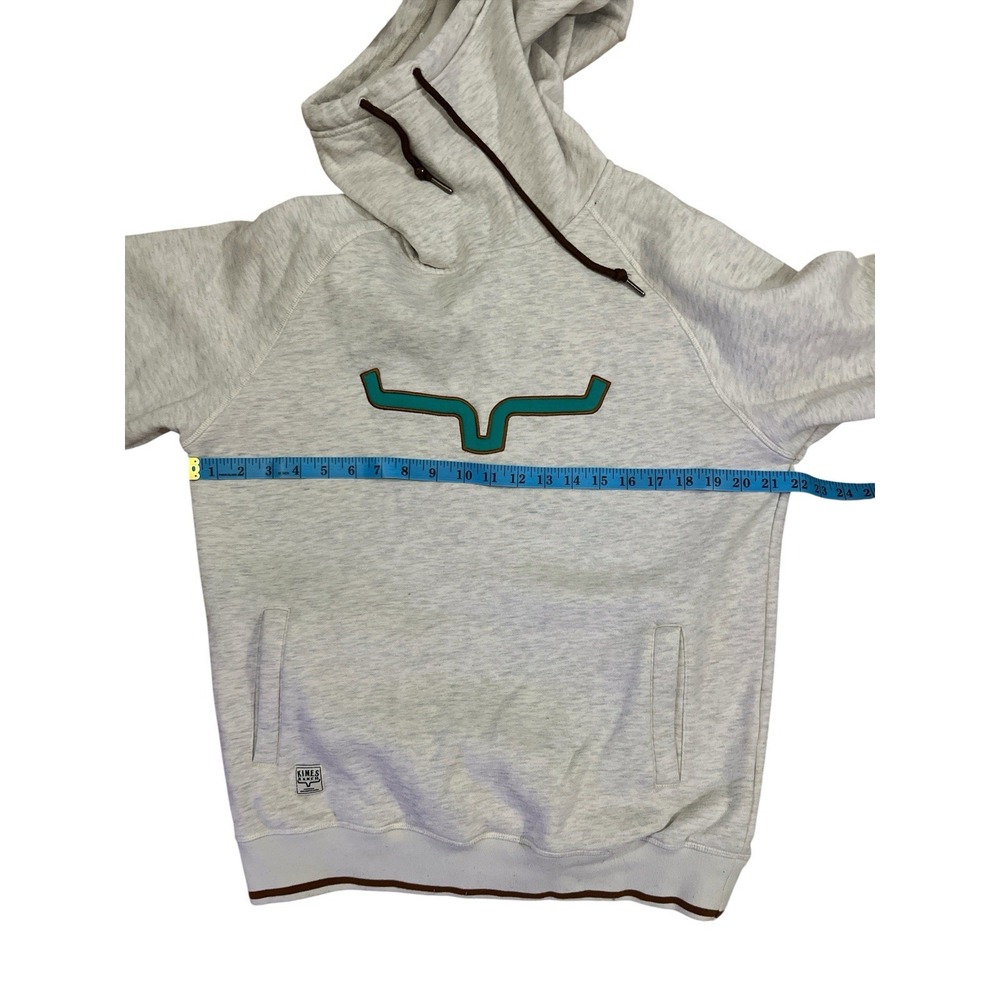 Kimes Ranch Hoodie Womens LARGE Oatmeal Two Scoops Pullover Fleece Western Logo - Picture 7 of 8